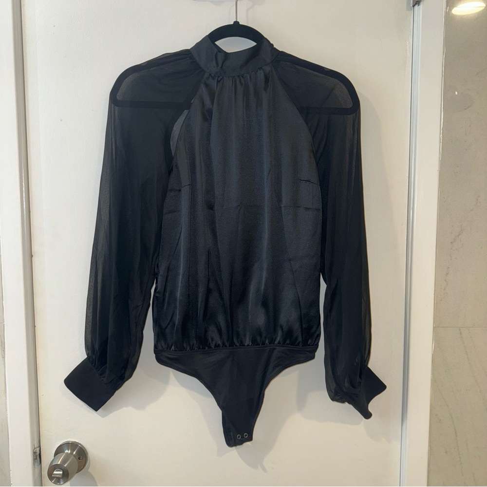 Abercrombie & Fitch Women's Tie Neck Bodysuit Long Sleeve XS